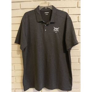 Ogio Short Sleeve Polo Medium Heather Grey Bobcat Logo Embroidered Mens Sz. XL‎